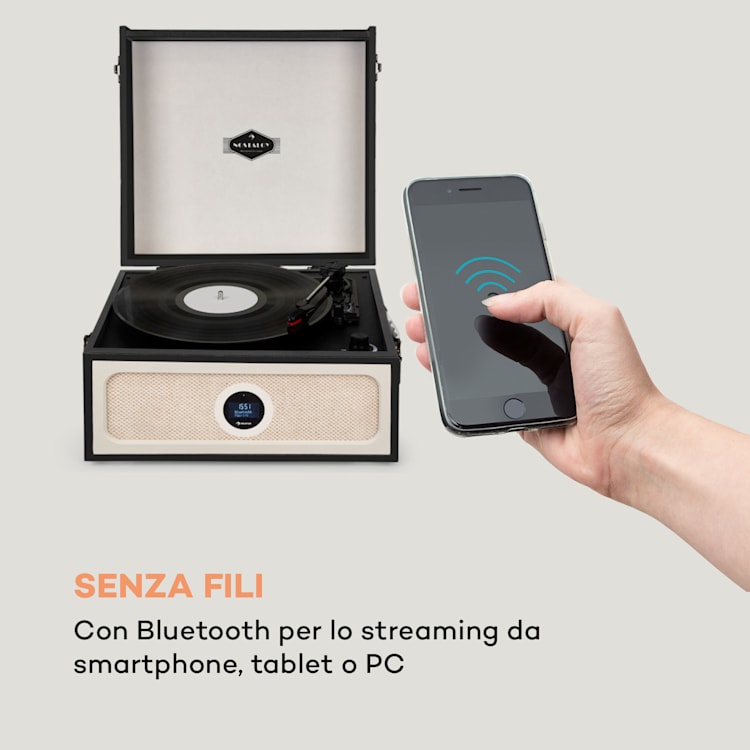 Sarah Ann giradischi DAB 33/45/78 giri radio DAB+/FM bluetooth nero Con radio DAB+ e FM