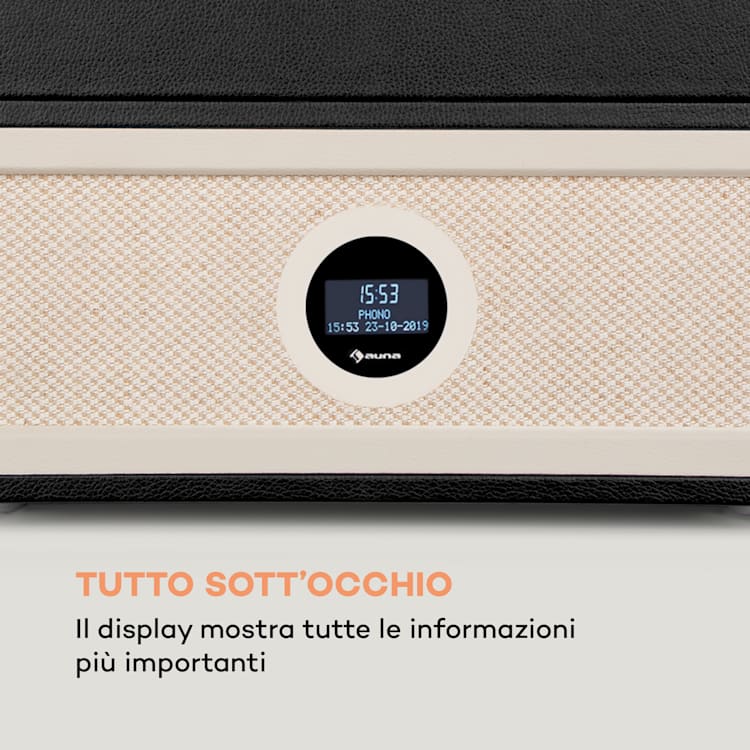 Sarah Ann giradischi DAB 33/45/78 giri radio DAB+/FM bluetooth nero Con radio DAB+ e FM