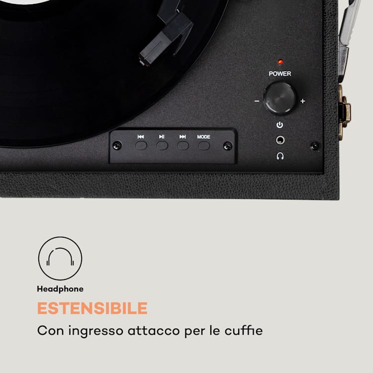 Sarah Ann giradischi DAB 33/45/78 giri radio DAB+/FM bluetooth nero Con radio DAB+ e FM