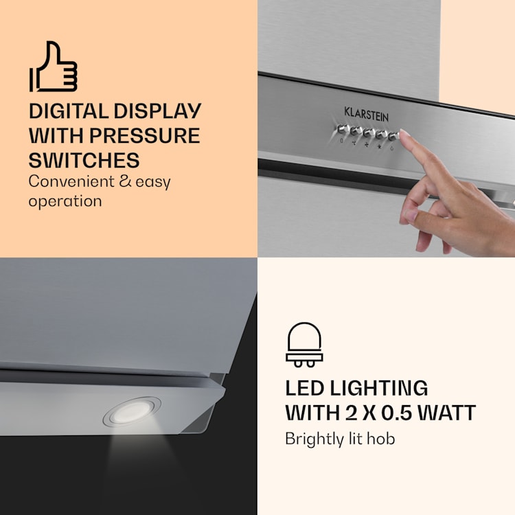 Exaustor Zola 60 Sem Cabeça 60cm 190W 607m³/h LED Aço Inoxidável/Vidro 60 cm | Prateado