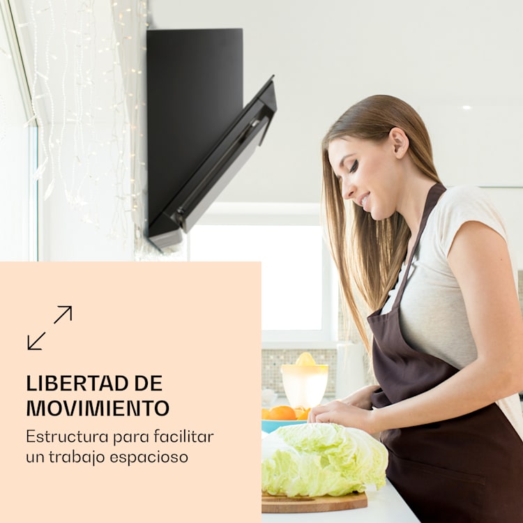 Campana extractora Zola 60 con libertad para la cabeza, 60cm, 190W, 607m³/h, LED, acero inoxidable/vidrio