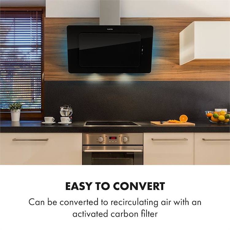 Helena 90 Cooker Extractor Hood 595 m³ / h LED Display Black 90 cm | Black
