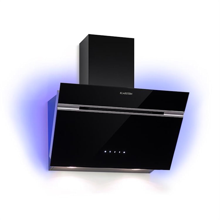 Alina Dunstabzugshaube 60 cm 600 m³/h LED-Display Ambientelicht Glasfront schwarz 60 cm | Schwarz