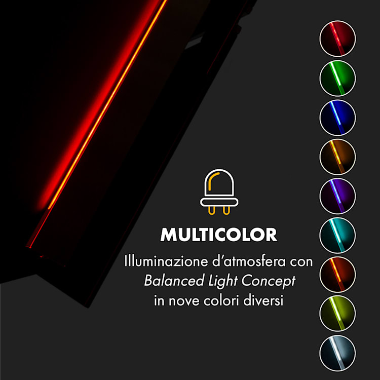 Alina Cappa Aspirante 90cm 600 m³/h Display LED Luce Ambiente nero 90 cm | Nero