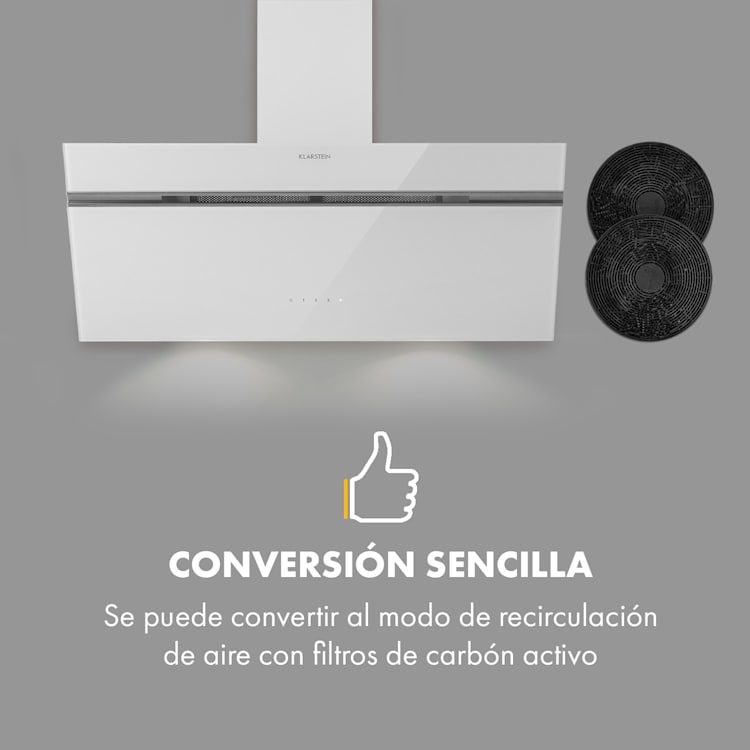 Alina campana extractora 90 cm 600 m³/h luz ambiental cristal frente de cristal blanco 90 cm | Blanco