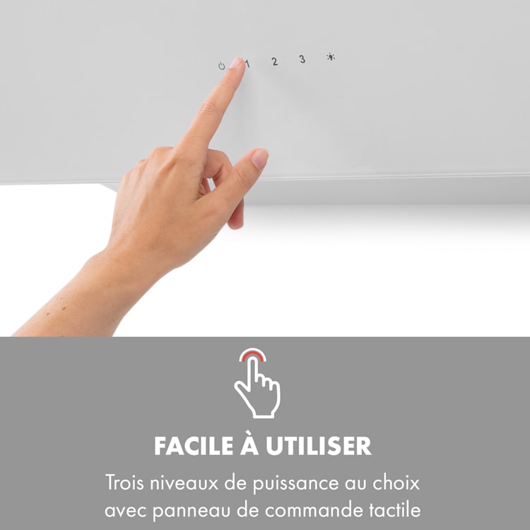 Alina Hotte aspirante 90 cm 600 m³/h classe A - Design verre blanc 90 cm | Blanc