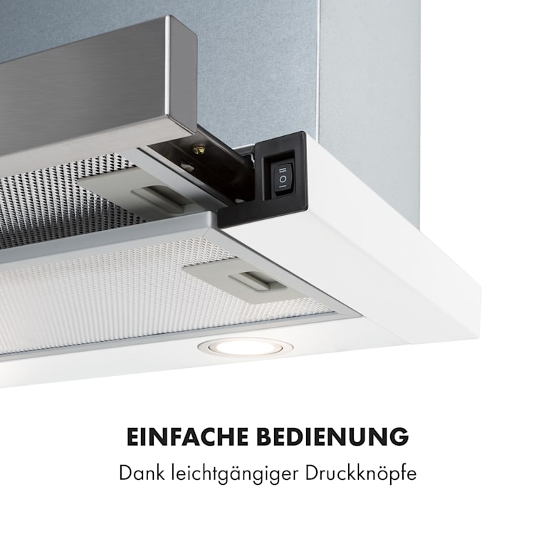 Mariana 60 Flachschirmhaube 500 m³/h Abluft LED weiß Weiß