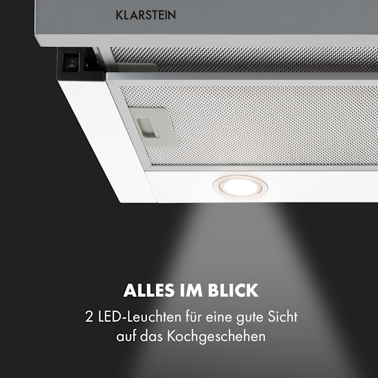 Mariana 60 Flachschirmhaube 500 m³/h Abluft LED weiß Weiß