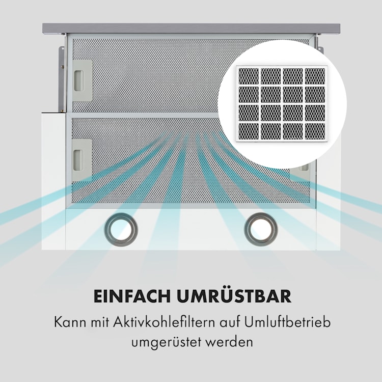 Mariana 60 Flachschirmhaube 500 m³/h Abluft LED weiß Weiß