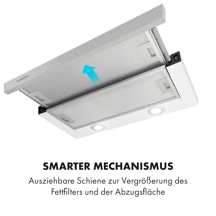 Mariana 60 Flachschirmhaube 500 m³/h Abluft LED weiß Weiß
