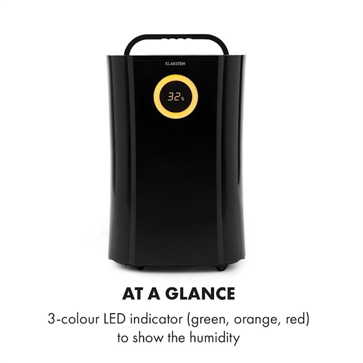 DryFy Pro Connect, odvlhčovač vzduchu Klarstein, WiFi, komprese, 20l/d, 20m², 370 W, černý Černá