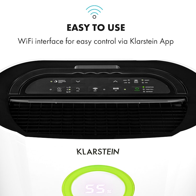 DryFy Pro Connect, обезвлажнител за въздух, WiFi, компресия, 20 l / d, 20 m², 370 W, бял Бял