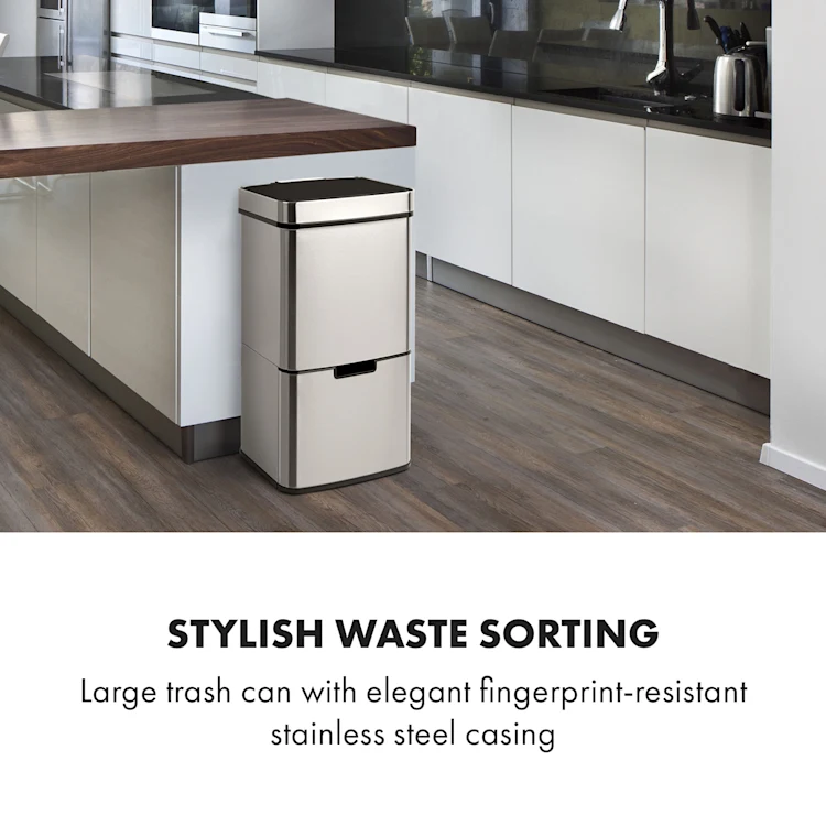 Touchless Rubbish Collector Sensor 72L 4 Containers ABS / PP / Stainless Steel Silver Metallic