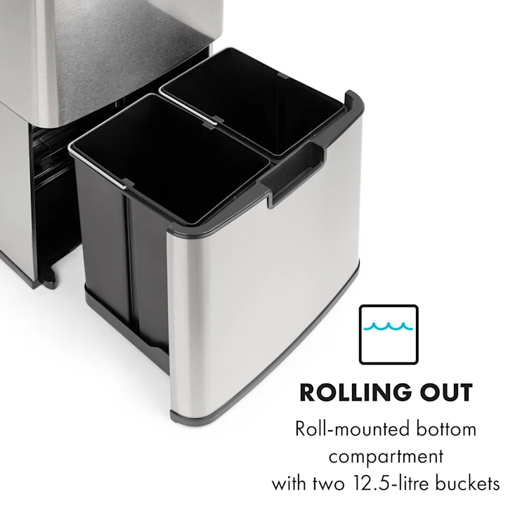 Touchless Rubbish Collector Sensor 72L 4 Containers ABS / PP / Stainless Steel Silver Metallic