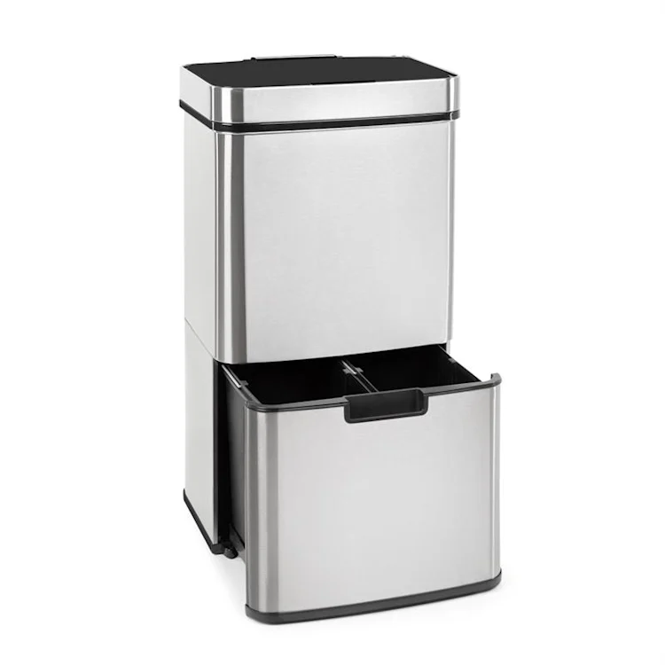 Touchless Rubbish Collector Sensor 72L 4 Containers ABS / PP / Stainless Steel Silver Metallic