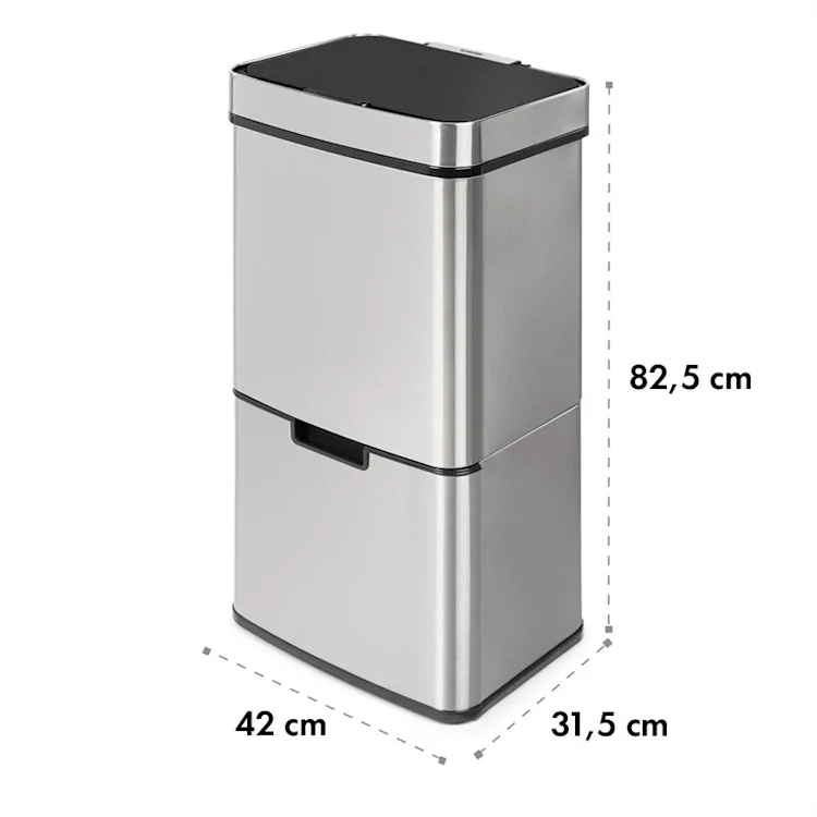 Touchless Rubbish Collector Sensor 72L 4 Containers ABS / PP / Stainless Steel Silver Metallic