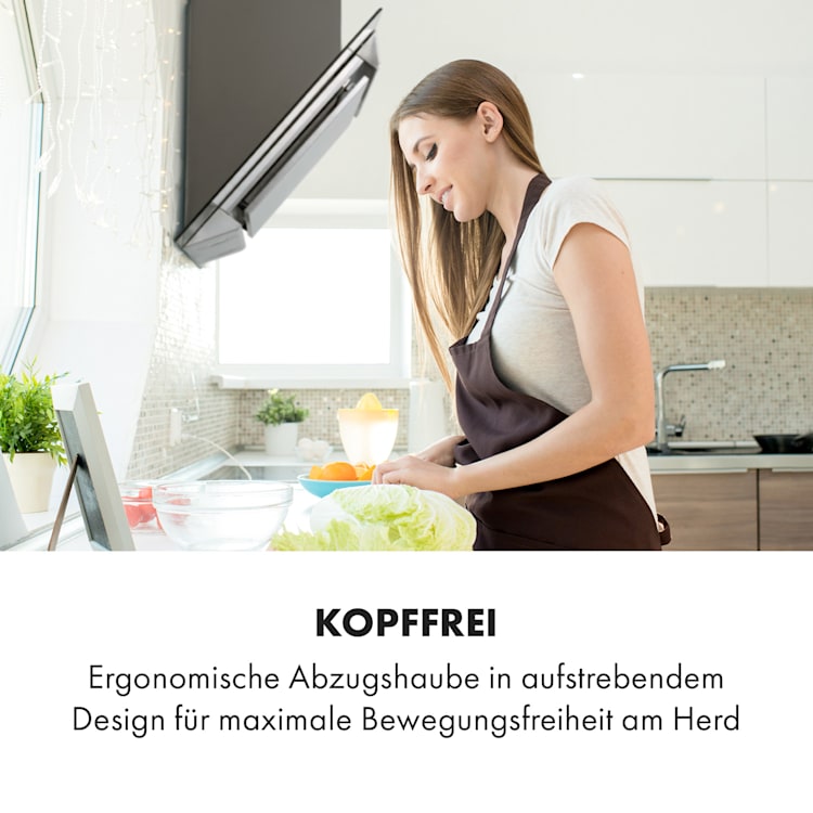 Balzac 80 Dunstabzugshaube Kopffrei 80cm 190W 610m³/h LED Touch Edelstahl / Glas 80 cm