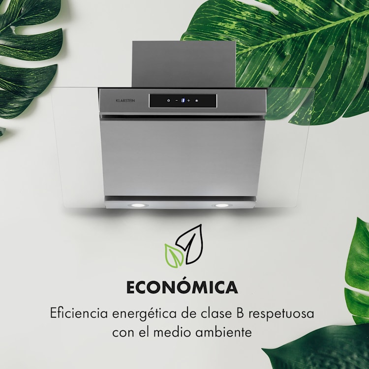 Balzac 80 Campana extractora inclinada de 80 cm 190 W 610 m³/h Acero inoxidable Vidrio 80 cm