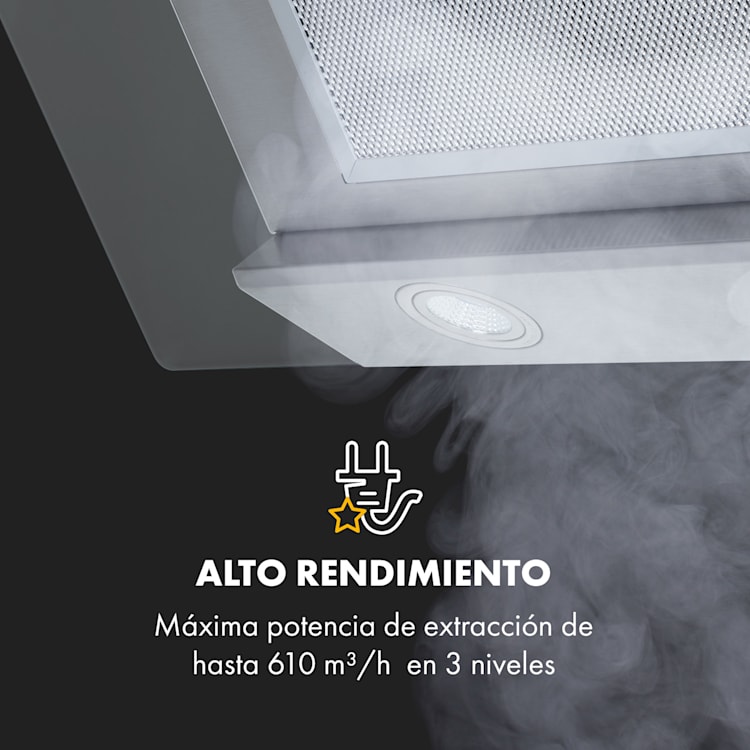 Balzac 80 Campana extractora inclinada de 80 cm 190 W 610 m³/h Acero inoxidable Vidrio 80 cm