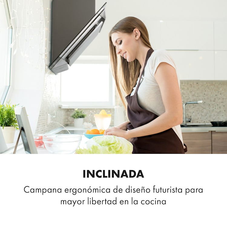 Balzac 80 Campana extractora inclinada de 80 cm 190 W 610 m³/h Acero inoxidable Vidrio 80 cm