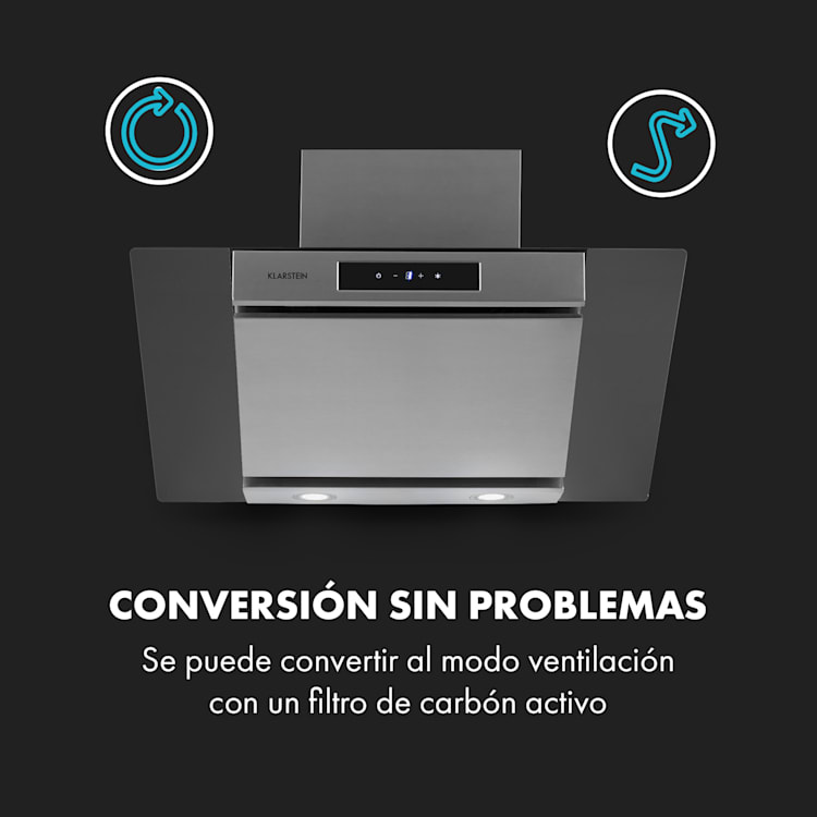 Balzac 80 Campana extractora inclinada de 80 cm 190 W 610 m³/h Acero inoxidable Vidrio 80 cm