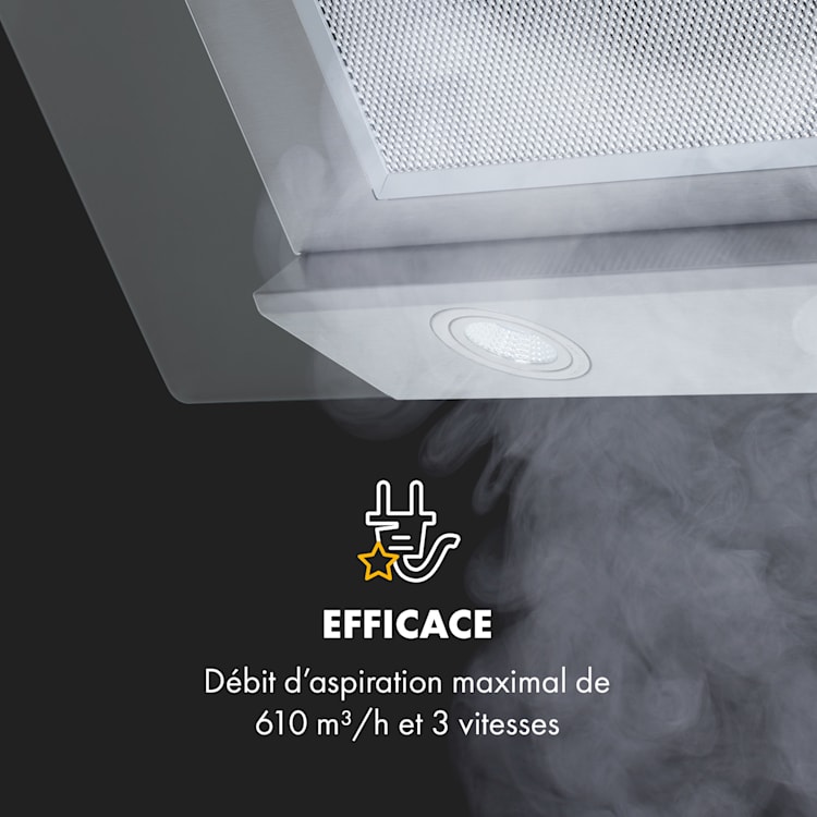 Balzac 80 afzuigkap hoofd-vrij 80 cm 190W 610m³/h rvs/glas 80 cm