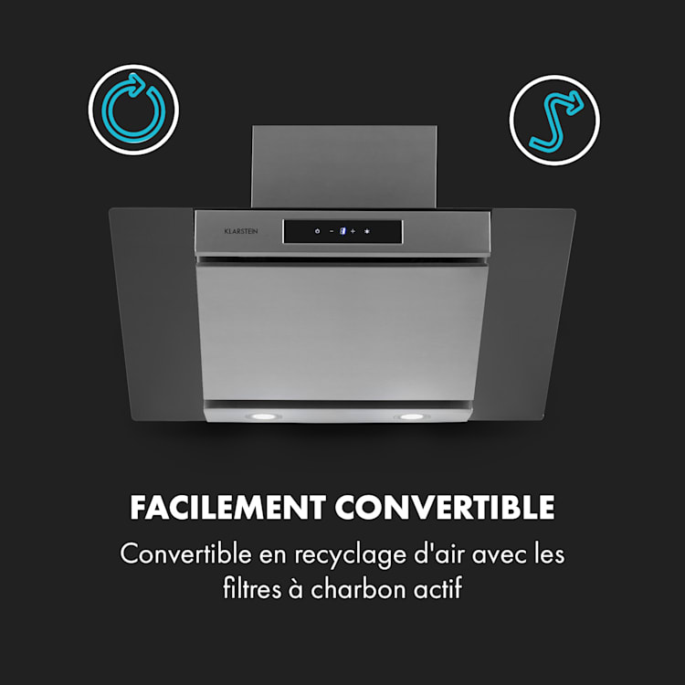 Balzac 80 afzuigkap hoofd-vrij 80 cm 190W 610m³/h rvs/glas 80 cm