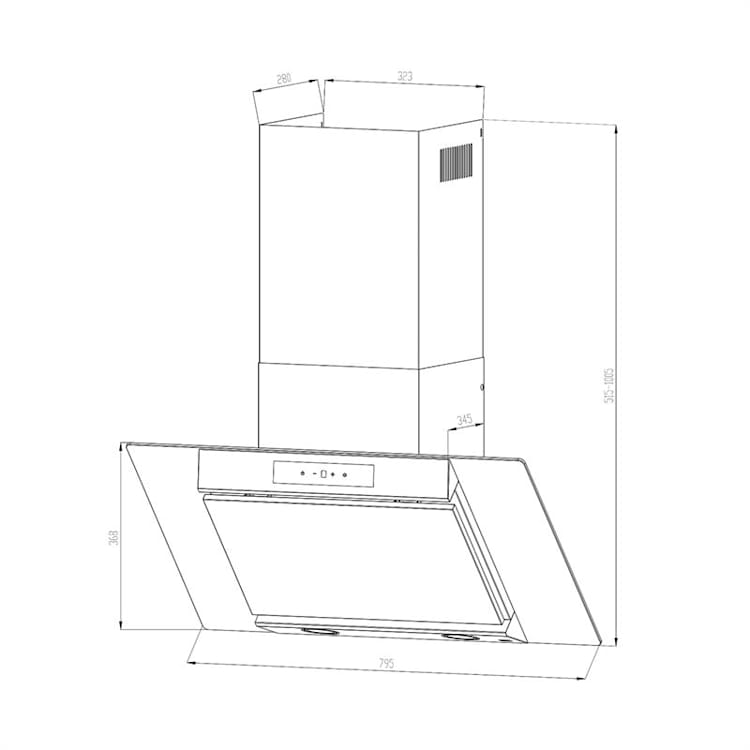 Balzac 80, okap kuchenny, 80 cm, 190 W, 610 m³/h, LED, stal nierdzewna/szkło 80 cm