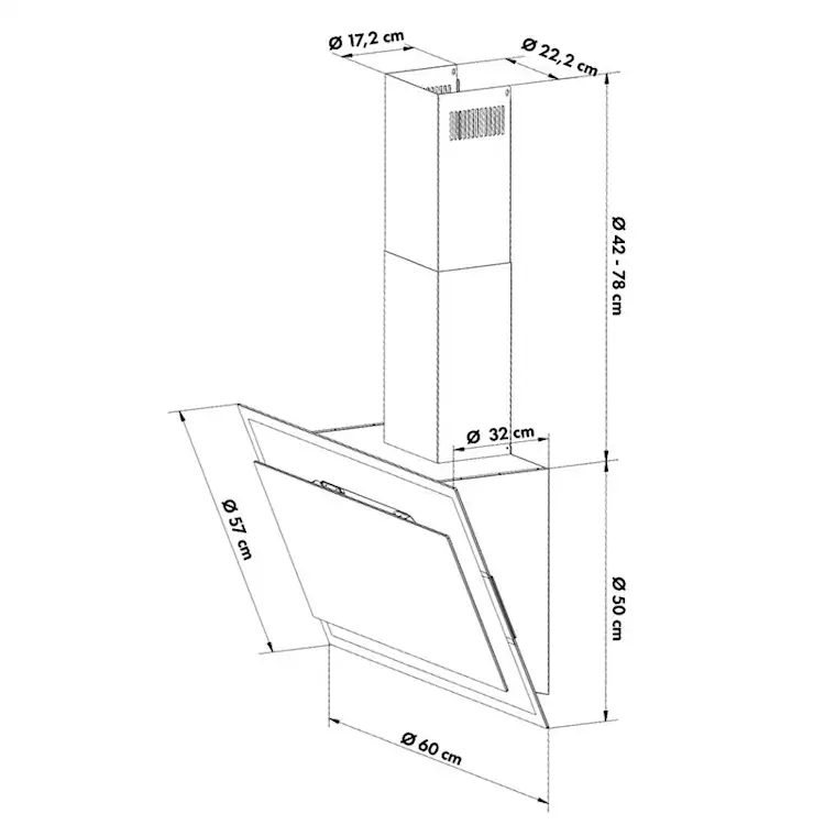 Mirage 60 Cooker Extractor Hood 550 m³ / h Touch Panel Ambient EEC A ++ White 60 cm | White