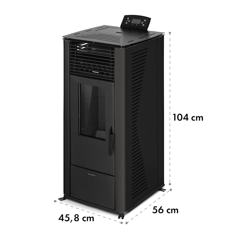 Energiewende, peletové kachle, 5/10 kW, 5 úrovní, časovač, diaľkový ovládač, čierne Čierna