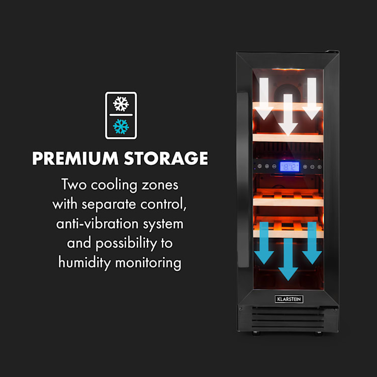 Vinovilla 17 Built-in Duo Onyx Edition, dvozonska vinoteka, 53 l, 17 boca, trobojna staklena vrata 17_bottles | 2 | Crna
