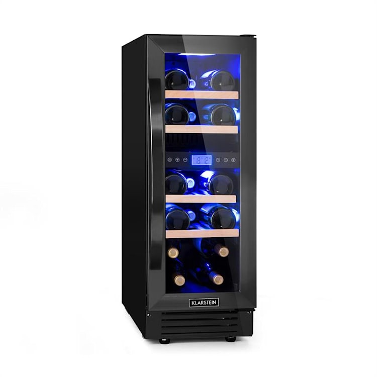 Vinovilla 17 cave à vin Duo encastrable 53 L 17 bouteilles 3 couleurs porte vitrée Noir