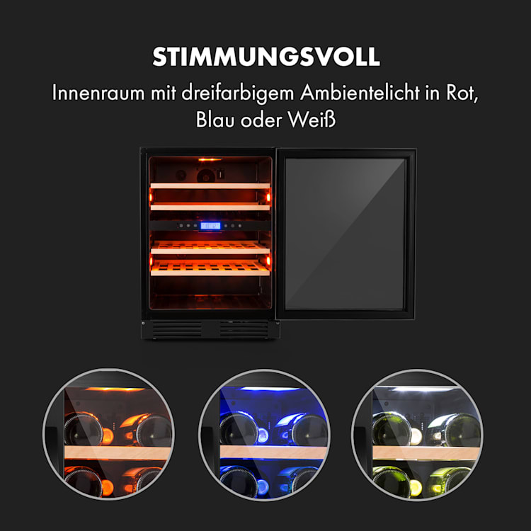 Vinovilla 43 Built-In Duo Onyx Weinkühlschrank 129l 43 Fl. 2 Zonen 43 Flaschen | 2 Kühlzonen | Schwarz