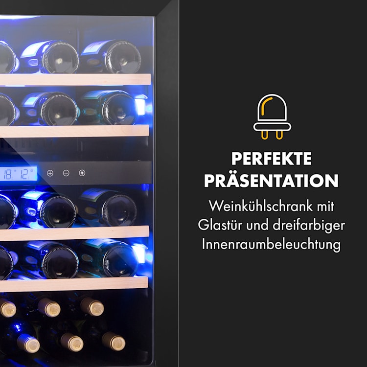 Vinovilla 43 Built-In Duo Onyx Weinkühlschrank 129l 43 Fl. 2 Zonen 43 Flaschen | 2 Kühlzonen | Schwarz