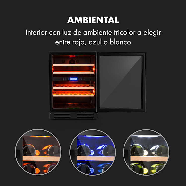 Vinovilla 43 Built-In Duo Onyx Edition Nevera para vinos 129 L 43 botellas 2 zonas 43 botellas | 2 zonas de refrigeración | Negro
