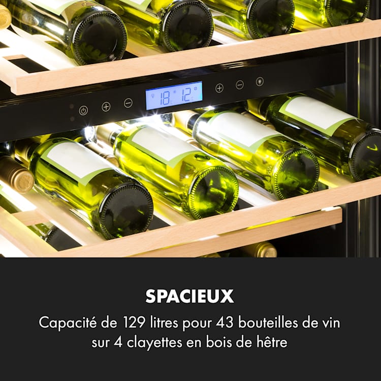 Vinovilla 43 Built-In Duo Onyx Edition wijnkoelkast 129l 43 fl. 2 zones 43 flessen | 2 koelzones | Zwart