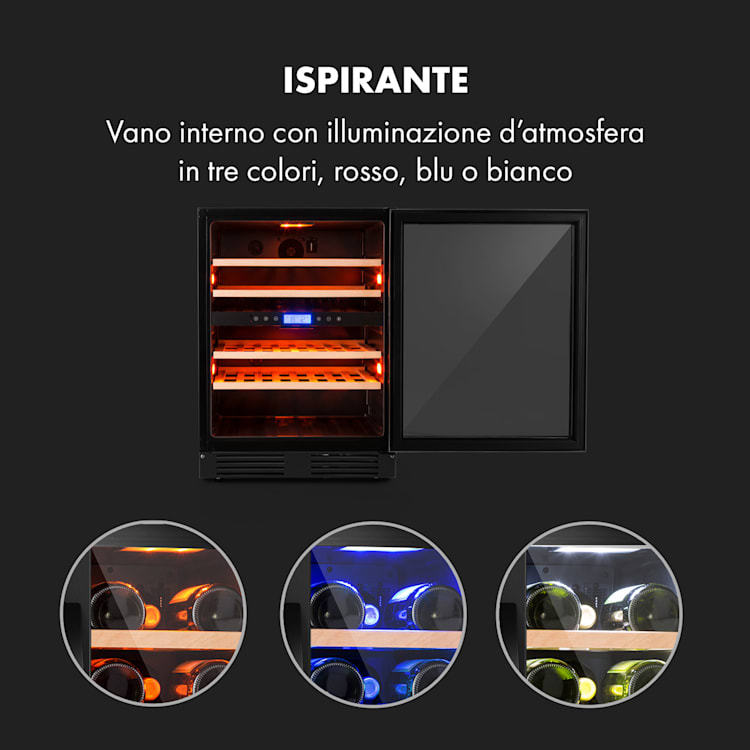 Vinovilla 43 Built-In Duo Cantinetta-frigo per vini - Onyx Edition - 129l 43 bottiglie 2 zone 43 bottiglie | 2 zone di raffreddamento | Nero