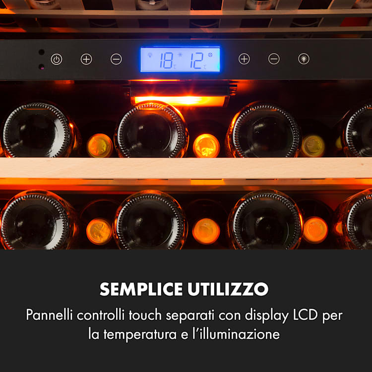 Vinovilla 43 Built-In Duo Cantinetta-frigo per vini - Onyx Edition - 129l 43 bottiglie 2 zone 43 bottiglie | 2 zone di raffreddamento | Nero