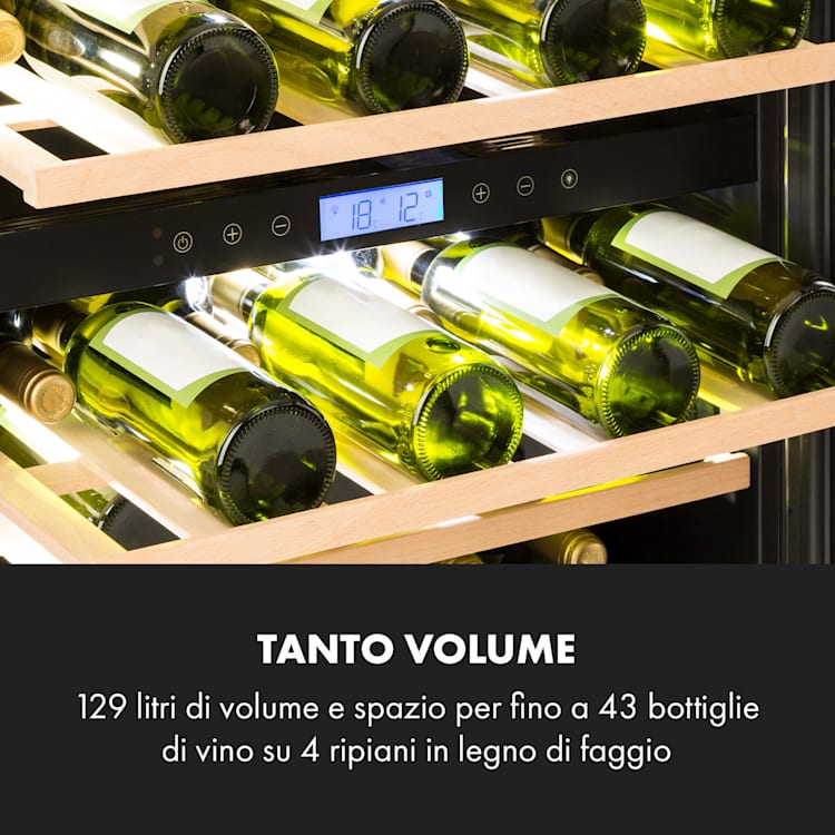 Vinovilla 43 Built-In Duo Cantinetta-frigo per vini - Onyx Edition - 129l 43 bottiglie 2 zone 43 bottiglie | 2 zone di raffreddamento | Nero