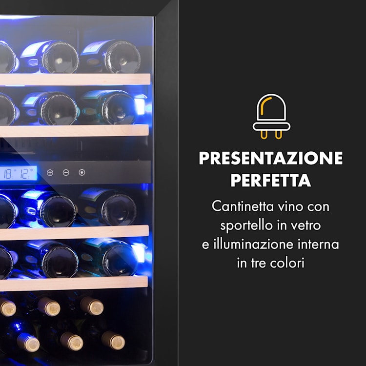 Vinovilla 43 Built-In Duo Cantinetta-frigo per vini - Onyx Edition - 129l 43 bottiglie 2 zone 43 bottiglie | 2 zone di raffreddamento | Nero