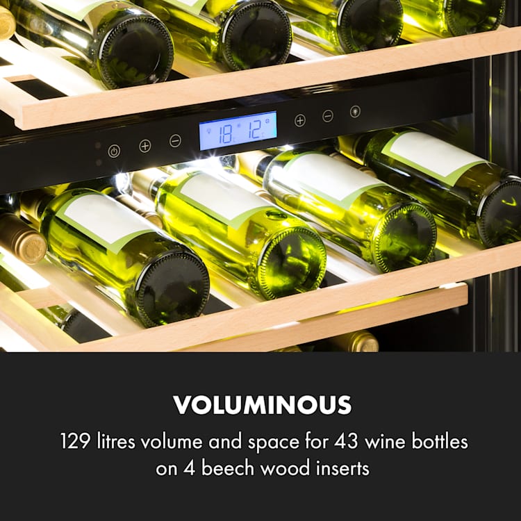 Vinovilla Onyx 43, chłodziarka do wina, dwustrefowa, 129 l, 43 butelki 43_bottles | 2 strefy chłodzenia | Czarny