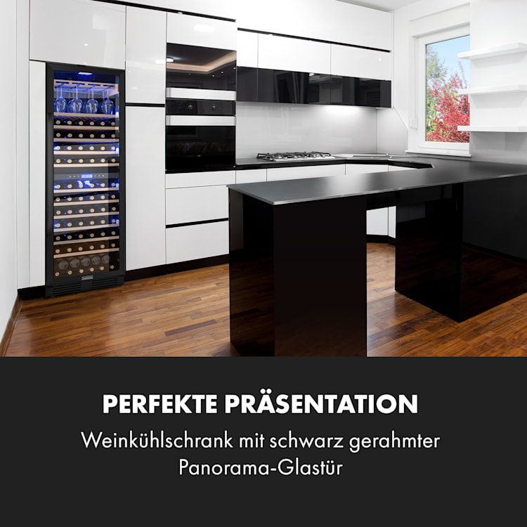 Vinovilla Grande 162 Built-in Duo Onyx Weinkühlschrank 425 Ltr 162 Fl. 165 Flaschen | 2 Kühlzonen | Schwarz