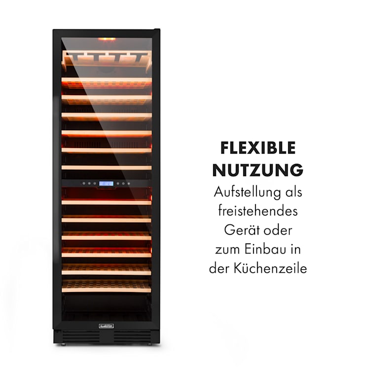Vinovilla Grande 162 Built-in Duo Onyx Weinkühlschrank 425 Ltr 162 Fl. 165 Flaschen | 2 Kühlzonen | Schwarz