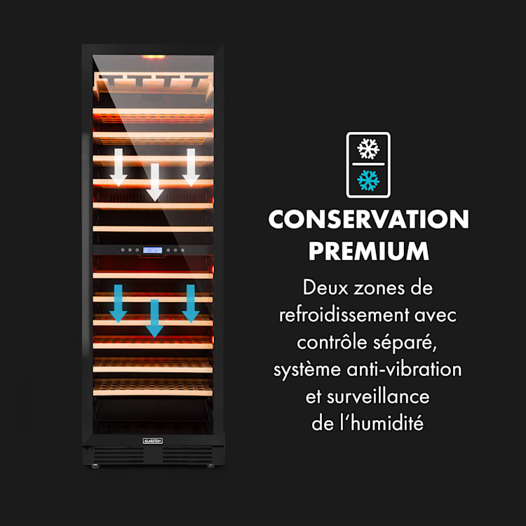 Vinovilla Grande 162 cave à vin Duo Onyx Edition encastrable 425 litres 162 bouteilles