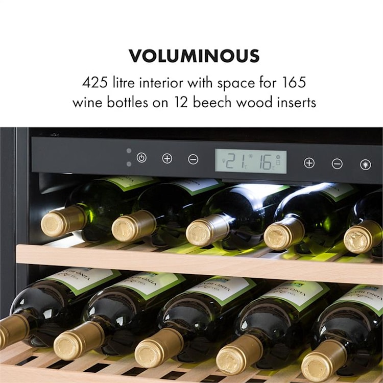 Vinovilla Onyx Grande Duo, borhűtő, 425 liter, 165 palack, 3 színű LED világítás, fekete 165_bottles | 2 hűtőzóna | Fekete