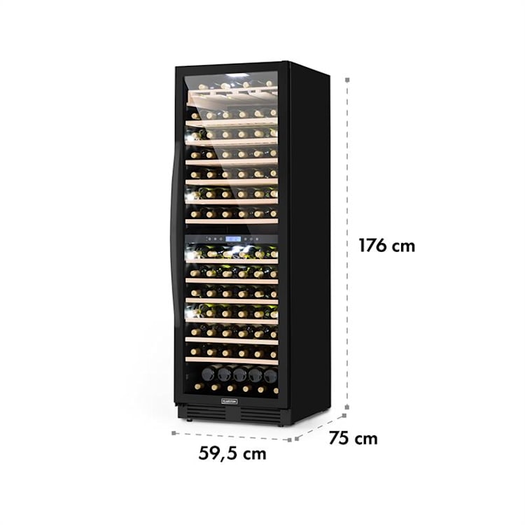 Vinovilla Onyx Grande Duo, borhűtő, 425 liter, 165 palack, 3 színű LED világítás, fekete 165_bottles | 2 hűtőzóna | Fekete