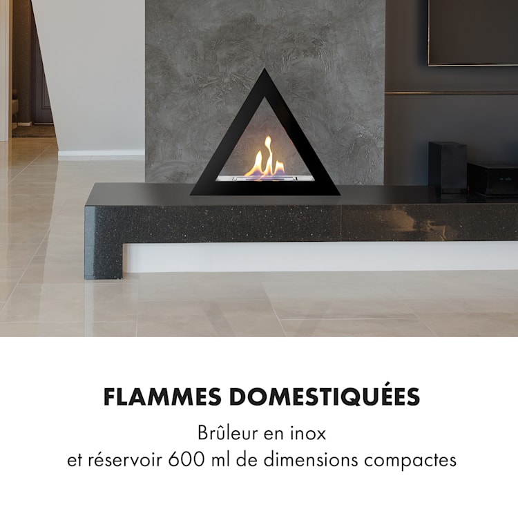 Cheminée éthanol Klarstein Phantasma Gizeh sans fumée, brûleur en inox, 600ml