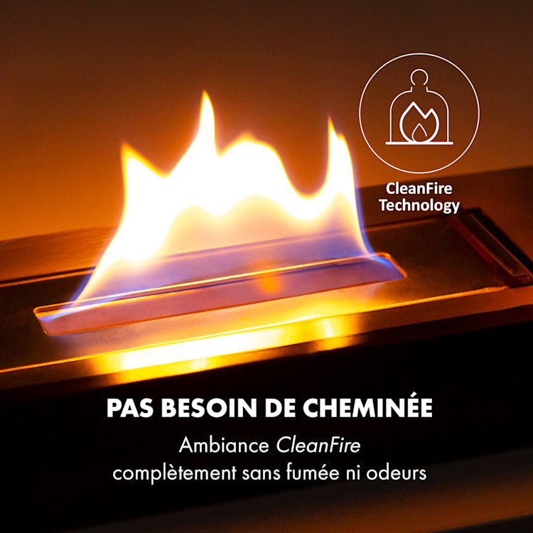 Cheminée éthanol Klarstein Phantasma Gizeh sans fumée, brûleur en inox, 600ml