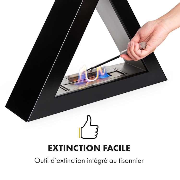 Cheminée éthanol Klarstein Phantasma Gizeh sans fumée, brûleur en inox, 600ml