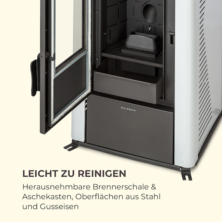 Energiewende Pelletofen 5/10 kW 5 Stufen Timer 18kg 250m³ Fernbedienung grau Grau